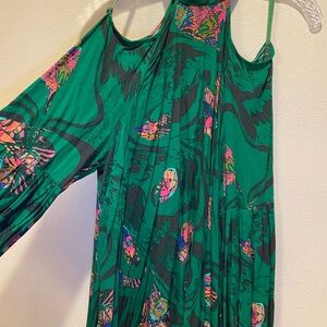 Free People Green Floral Cold-Shoulder Dress